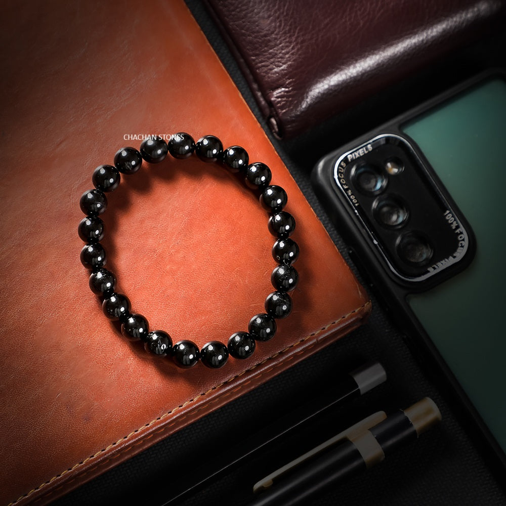 Black Tourmaline Bracelet — Stone of Protection, Grounding & Energy Shield (8mm)
