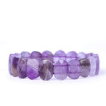 Purple beaded bracelet on a white background with 'Chachan Stones' branding.