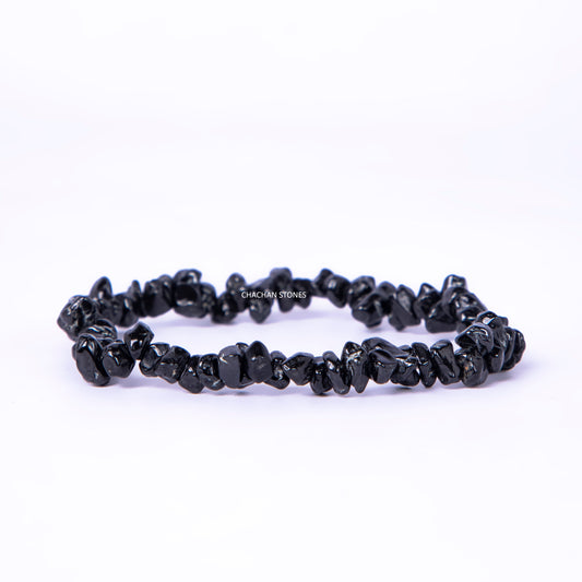 Black stone bracelet on a white background