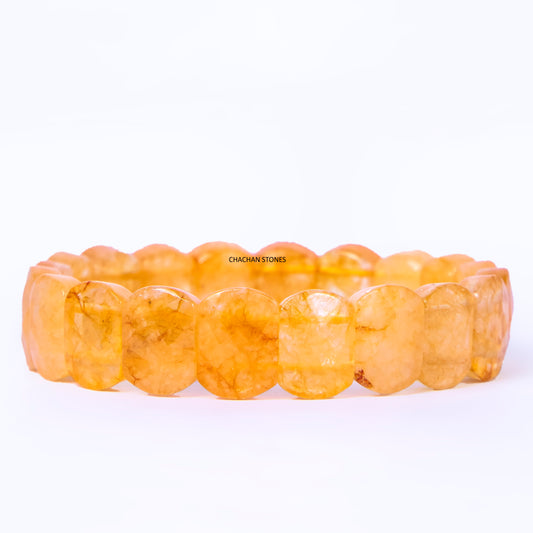 Yellow beaded bracelet on a white background with 'CHACHAN STONES' branding.