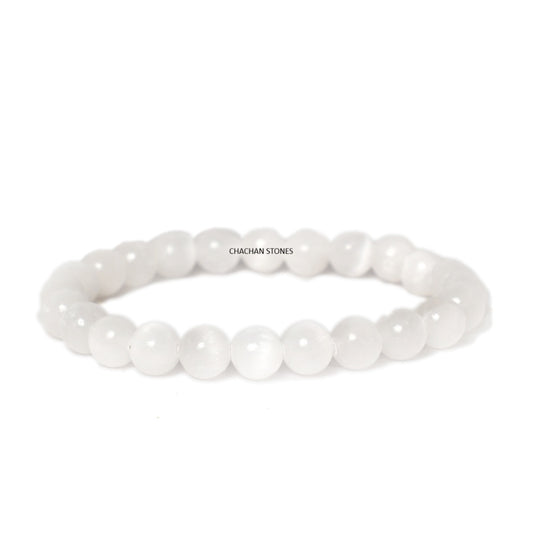 Selenite Bracelet — Stone of Purity, Clarity & Angelic Protection (8mm)