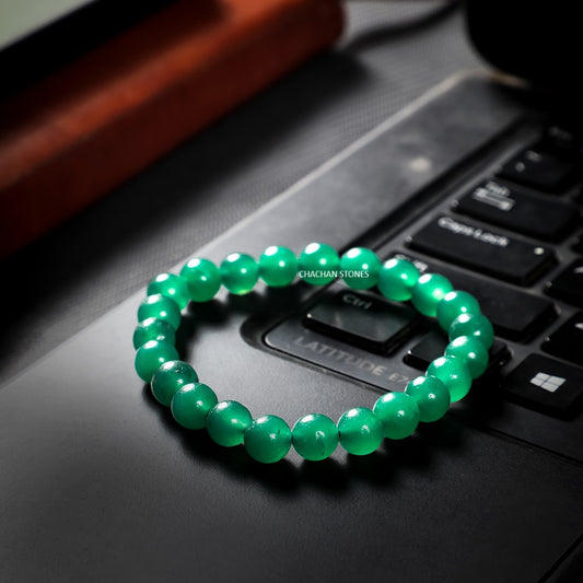 Green Jade Bracelet — Stone of Prosperity, Harmony & Good Luck (8mm)