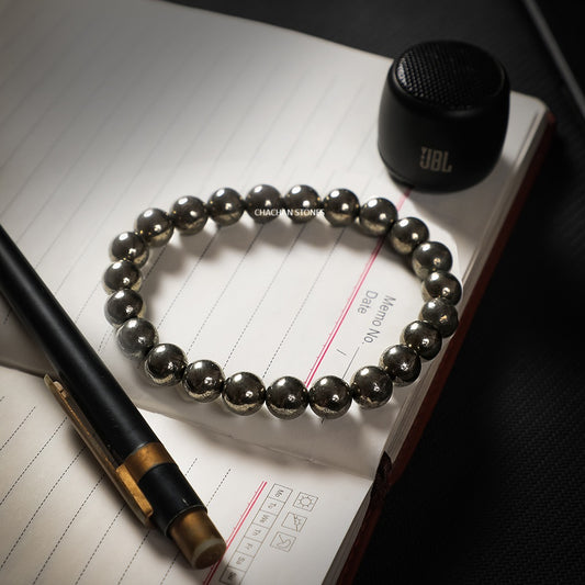 Pyrite Bracelet — Stone of Wealth, Confidence & Protection (8mm)