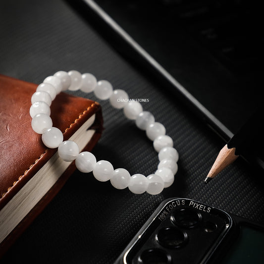 Selenite Bracelet — Stone of Purity, Clarity & Angelic Protection (8mm)