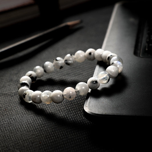 Rainbow Moonstone Bracelet — Stone of Intuition, Balance & Divine Protection (8mm)