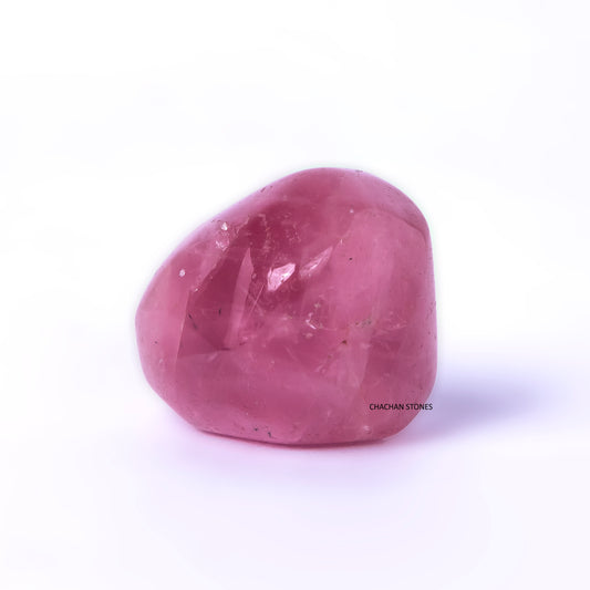 Pink crystal stone on a white background